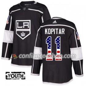 Adidas Maillot de Hockey Los Angeles Kings Anze Kopitar 11 2017-2018 Noir USA Flag Fashion Authentic - Homme